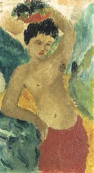 Standing Boy with Red Pants and Fruit Basket